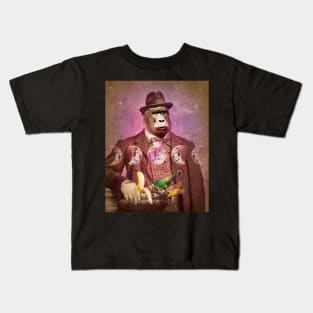 BeauRilla old timey gentleman gorilla ape victorian cameo Kids T-Shirt